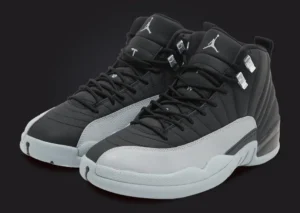 Black wolf grey and white color scheme of The Air Jordan 12 Retro Barons