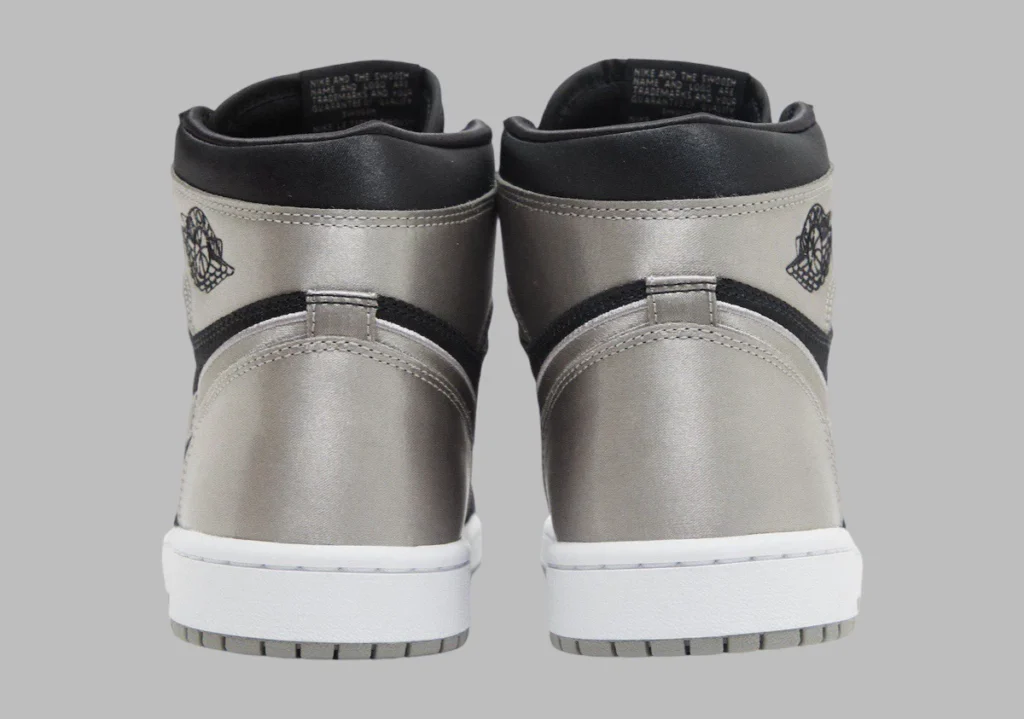 The gray heels of Air Jordan 1 High OG WMNS Satin Shadow