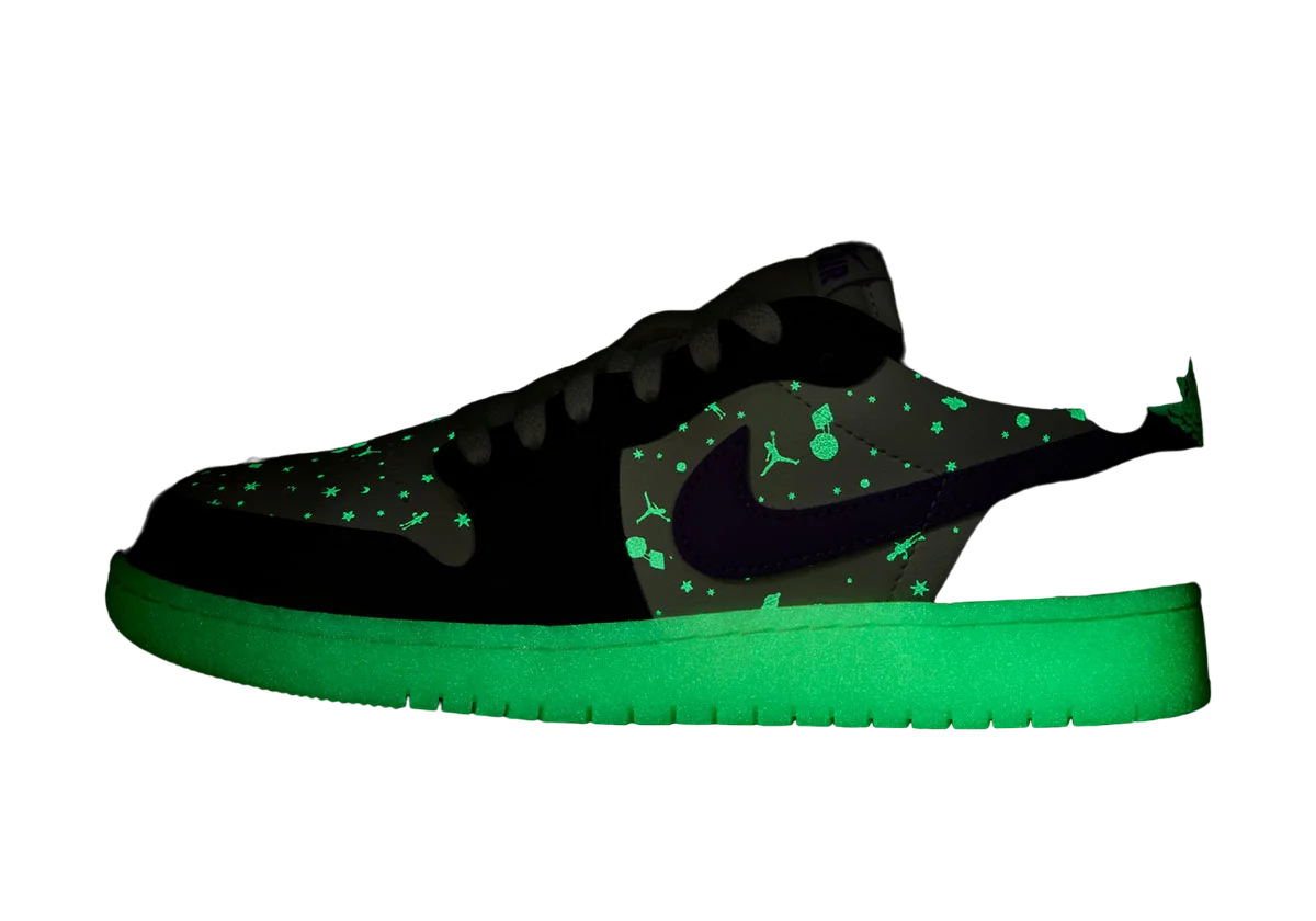 The sneaker includes glow in the dark elements